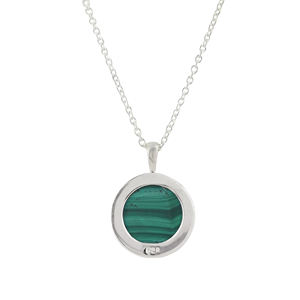 Top vente 14mm naturel Malachite pierre précieuse cercle fait à la main 925 en argent Sterling Boho chrétien femmes pendentif collier Rhodium - Product Image 3