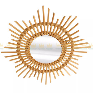 Eco Friendly <b>Rattan</b> Modern Wall <b>Mirror</b> Decor Customized Shape Unique Simple Handwoven From Vietnam - Product Image 5