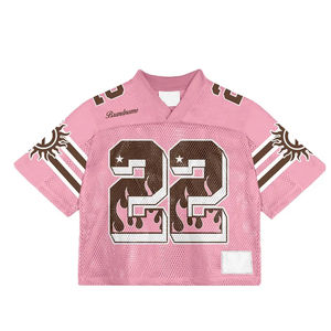 Camiseta de fútbol americano Vintage serigrafiada personalizada deportes malla Jersey poliéster de alta calidad cuello en V fútbol malla camisetas - Product Image 4