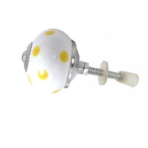 Tiradores de cajón de cerámica con lunares amarillos Limón, tiradores de muebles de Color blanco - Product Image 2