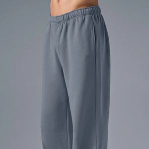 OEM Baggy Jogger Unisex grueso de alta calidad parche trabajo en Blanco polar algodón suelto pierna recta personalizado Flare hombres pantalones de chándal - Product Image 4