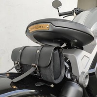 Tas sadel kulit sepeda motor, tas Tank kanvas tahan air luar ruangan, tas alat kulit sapi asli lembut untuk sepeda motor