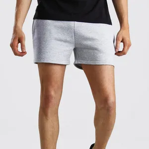 Custom Design 95% Cotton 5% Spandex Workout Shorts Drawstring Sports Workout 5 inch Shorts with custom logo Men's Cotton Shorts