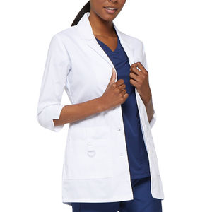 เสื้อโค้ทสำหรับผู้หญิงเสื้อโค้ทผ้าฝ้ายเนื้อบางกันฝุ่นกันรอยยับใส่ได้พอดีกับเครื่องแบบโรงพยาบาลเสื้อโค้ทสำหรับผู้หญิงสีขาวพยาบาล - Product Image 3