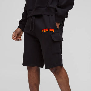 Pantalones cortos de chándal para hombre de algodón 100% personalizados al por mayor de tendencia superior con bolsillos cargo pantalones cortos casuales de talla grande Hip Hop negros para hombre - Product Image 1