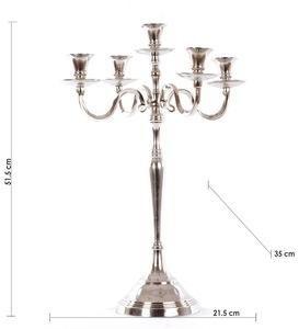 Wholesale 5-Arm Luxurious Silver Metal Candelabra Handicraft <b>Candle</b> Holders for Home & <b>Wedding</b> Decorations - Product Image 2