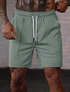 Pantalones cortos de chándal para hombre, pantalones cortos informales elásticos con cintura elástica para entrenamiento de gimnasio, pantalones cortos para correr de 7 pulgadas con cordón de bolsillo - Product Image 4