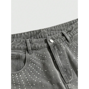 Shorts en jean streetwear pour homme, motifs unis, séchage rapide, 100 % coton, haute qualité, ornés de strass, style sportif, résistants à la décoloration solaire – Meilleurs designs - Product Image 3