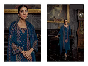 Belle collection de vêtements ethniques de créateur indien de luxe Costume pakistanais Salwar Kameez brodé en fausse Georgette lourde - Product Image 4