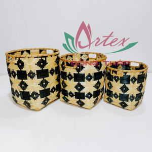 Collection Tendance : Ensemble de 3 Paniers en Bambou au Design Moderne – Meilleures Ventes, Écologiques, Tressés à la Main, pour Rangement, Linge et Mariages - Product Image 2