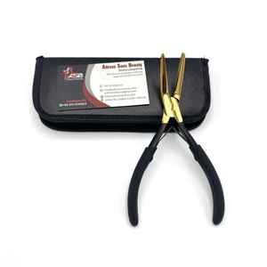 Pince d'extension de cheveux pour nez plat Logo personnalisé en acier inoxydable or noir Micro-billes pressage et ruban adhésif dans les outils d'extension de cheveux - Product Image 2