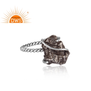 Bague en argent Sterling de haute qualité, conception brute, météorite authentique, fabricant de bijoux en pierres précieuses brutes - Product Image 3