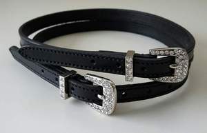 Correas de espuelas inglesas con hebillas de cristal de lujo hechas de cuero o patente del fabricante indio para productos de caballo - Product Image 3