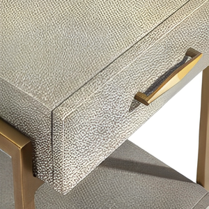 High Quality Modern Convertible Bedroom Nightstands Faux Shagreen Frame Bedside Cabinet Two <b>Drawer</b> Living Room Eco Friendly - Product Image 2