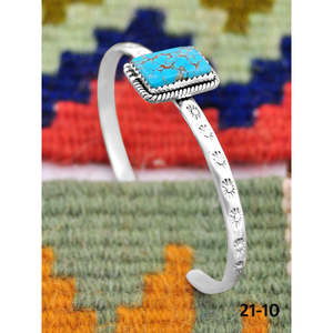 Southwest Handmade No.8 Fashion <b>Cuff</b> <b>Bracelet</b> Turquoise & Sterling <b>Silver</b> Elegant & Stylish - Product Image 2