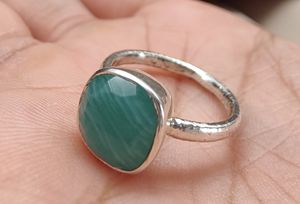 Anillo de Plata de Ley 925 con Amazonita en Corte Cojín y Opciones de Baño de Oro, Joyería de Piedras Preciosas Hecha a Mano, Venta al por Mayor - Product Image 6