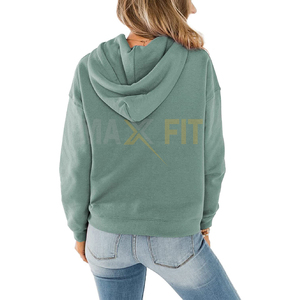 Sweat-shirt à capuche personnalisé pour femme 2026, streetwear, couleur unie, respirant, imperméable, avec motif d'oreilles d'ours mignon, haut de yoga - Product Image 3