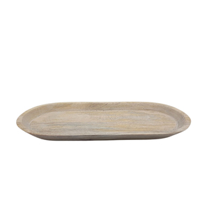 Bandeja DE SERVICIO DE MADERA ovalada creativa Simple en bandeja de servicio de comida de color natural para el hogar y suministros de hoteles hechos a mano personalizados - Product Image 3