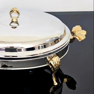 Plat de service de restauration en laiton et acier avec couvercle pour la maison Restaurant et ustensiles de cuisine décor de plat de service de nourriture plat de service de couleur argent - Product Image 2