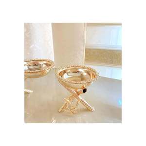 Single <b>Snack</b> <b>Bowl</b> in Gold Brass with Multi-Flower Design - Product Image 2