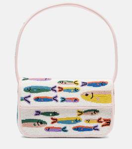 Handmade <b>White</b> Beaded <b>Bag</b> Caviar Tin Embroidery Glass Beads Shoulder Purse Ladies Party <b>Clutch</b> Food Pattern Satchel Crossbody - Product Image 3