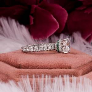2.50CT Anillo de compromiso con corte de cojín 14K Oro sólido Doble oculto Halo VS1 Lab Grown Diamond IGI Anillo certificado para boda - Product Image 3
