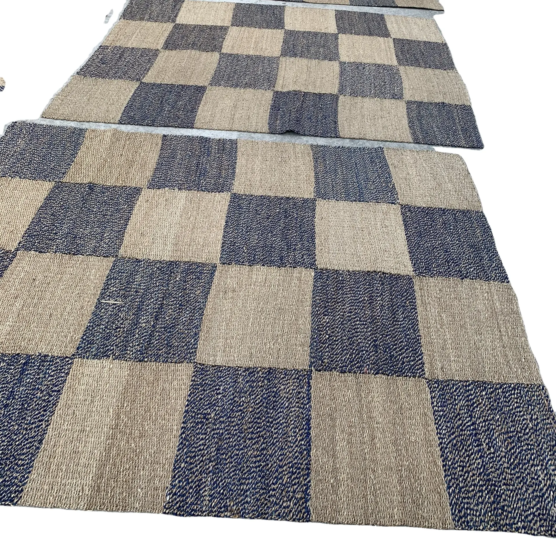 טבעי ים דשא מלבן דפוס שחמט שטיח יפה יד קלוע ים דשא