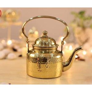 Bouilloire à thé de luxe en laiton indien pour la décoration intérieure et le service à thé de qualité supérieure avec soutien-gorge de travail complexe théière au tarif de gros - Product Image 6