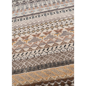 Tapis Manchaha en laine et soie de bambou noués à la main, couleur ivoire, épaisseur 10 mm, motif géométrique abstrait, rectangulaire, modèle pour couloir - Les-2563 pour la maison - Product Image 3