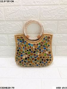 Designer Handmade Elegant Stone Beaded <b>Evening</b> <b>Bag</b> for Outdoor Party Wedding or Bridal Events - Product Image 5