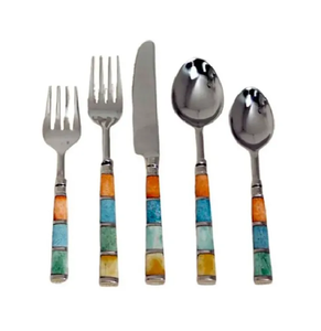 Nouveau Style ensemble de couverts vaisselle argent acier inoxydable créatif arc-en-ciel noir cadeau argent personnaliser argent métal couverts - Product Image 2