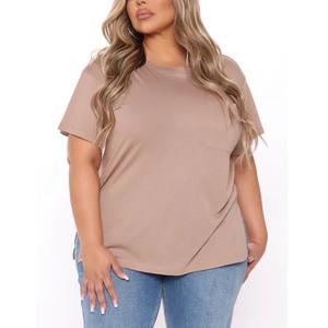 Camiseta de Verano de Manga Corta con Cuello Redondo y Ajuste Regular para Mujer, Nueva Llegada, de Alta Gama, Informal, Tejida, 100% Algodón, 220g, Transpirable, con Logotipo - Product Image 4