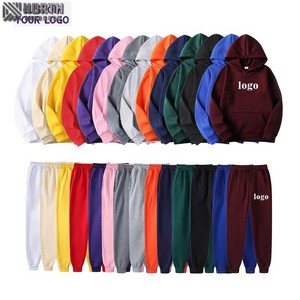 Ensembles pantalons de survêtement et sweat à capuche à logo personnalisé pantalon à jambe droite survêtement 2 pièces ensemble pantalons de survêtement et sweat à capuche en coton vêtements de jogging pour hommes - Product Image 5