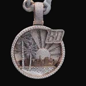 VVS Moissanite Ice Out Round & Baguette Cut Diamonds Letter Jewelry Pendant para hombres 925 Sterling Silver - Product Image 2