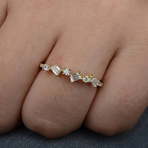 Bague de mariage en or jaune 14 carats certifiée IGI avec diamants de laboratoire taille baguette et taille ronde, anneaux de luxe pour femmes - Product Image 3