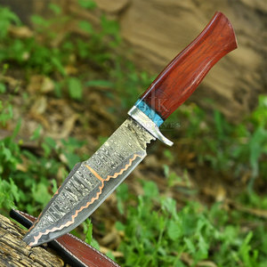 Couteaux de chasse de qualité supérieure, fabriqués avec les meilleurs matériaux, les plus vendus, faible MOQ, pour usage extérieur, lame en acier inoxydable et damas, manche en bois, OEM - Product Image 2