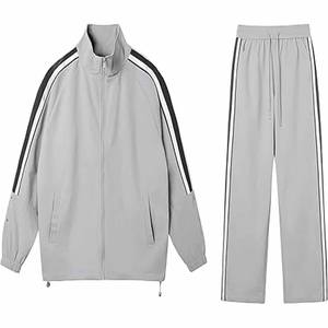 Ensemble de survêtement deux pièces de luxe pour homme, veste zippée décontractée et pantalon en tissu polyester-coton ajusté, posté par Dress Sports - Product Image 1