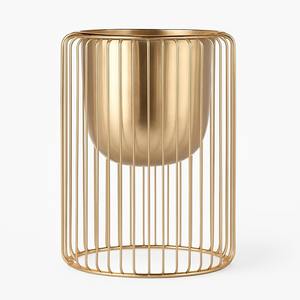 Macetero de Piso Metálico Dorado de Primera Calidad para Interiores Contemporáneos, Esquinas de Sala de Estar y Decoración de Interiores, Procedente de la India - Product Image 3