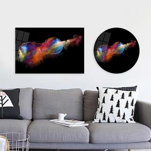 Art abstrait sur toile avec violon : cadeau imprimé pour les amateurs de musique, art sur verre trempé - Product Image 1