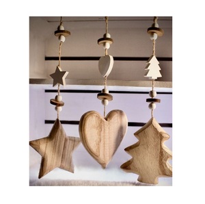 <b>Wooden</b> Christmas Hanging Ornaments With Star Bell And <b>Heart</b> Shapes Perfect For Holiday Decoration - Product Image 6