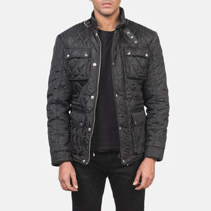 Veste coupe-vent matelassée Nelson en satin noir, haute qualité, imperméable, zippée, décontractée, à capuche, avec lettrage, pour le printemps, du XS au 6XL - Product Image 1