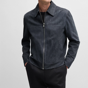 Nouvelles vestes en cuir en gros 2025, logo personnalisé, veste en cuir PU pour homme, rembourrage moto, col montant, logo frontal pour homme - Product Image 1