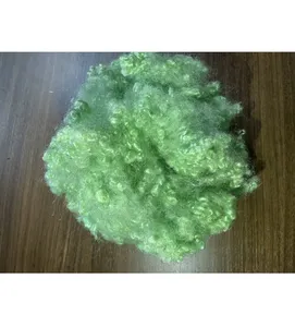 Supply 100% Recycled Bottle Cutting Polyester Staple Fiber 15D Hollow Conjugated Siliconized - Green