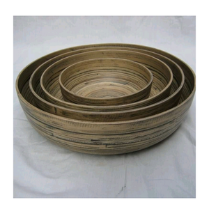 Bol de service en bambou fait main motif en bois naturel durable et lisse pour table à manger de collations aux fruits ou inspiration de cadeau - Product Image 5