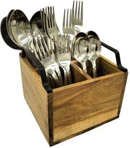 Organizador de Cubiertos de Madera Moderno, Multifuncional, Duradero, Soporte para Utensilios de Mesa, Servilletero para Mesa de Comedor y Cocina - Product Image 3