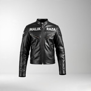 Veste de moto en cuir gaufré avec logo personnalisé de marque privée | Prix direct usine | Malik Raza - Product Image 1