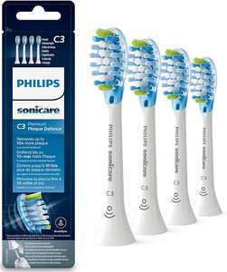 Têtes de brosse à dents soniques Philips Sonicare Original C3 Premium Plaque Defence Standard - Pack de 4 en blanc (Modèle HX9044/17) - Product Image 1
