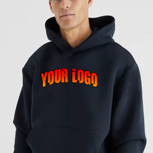 Alta calidad 350 GSM algodón grueso en blanco liso peso pesado sudaderas con capucha de gran tamaño Unisex logotipo personalizado hombres polar sólido negro Sudadera con capucha - Product Image 2