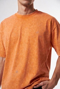Organic Cotton Custom Oversized Acid Wash Distressed T-Shirt with Short Sleeve Crew Neck Men Women Unisex Eco Friendly - Product Image 4