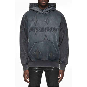 Sudadera con Bordado Distressed, Estilo Urbano, Impresión Digital, Detalles de Pedrería, Mezcla de Algodón - Product Image 2